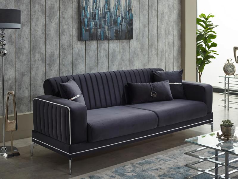 Luxury Sofa Couch Three-Seater 3-Seater Couches Design Lounge Gray Furniture Upholstered