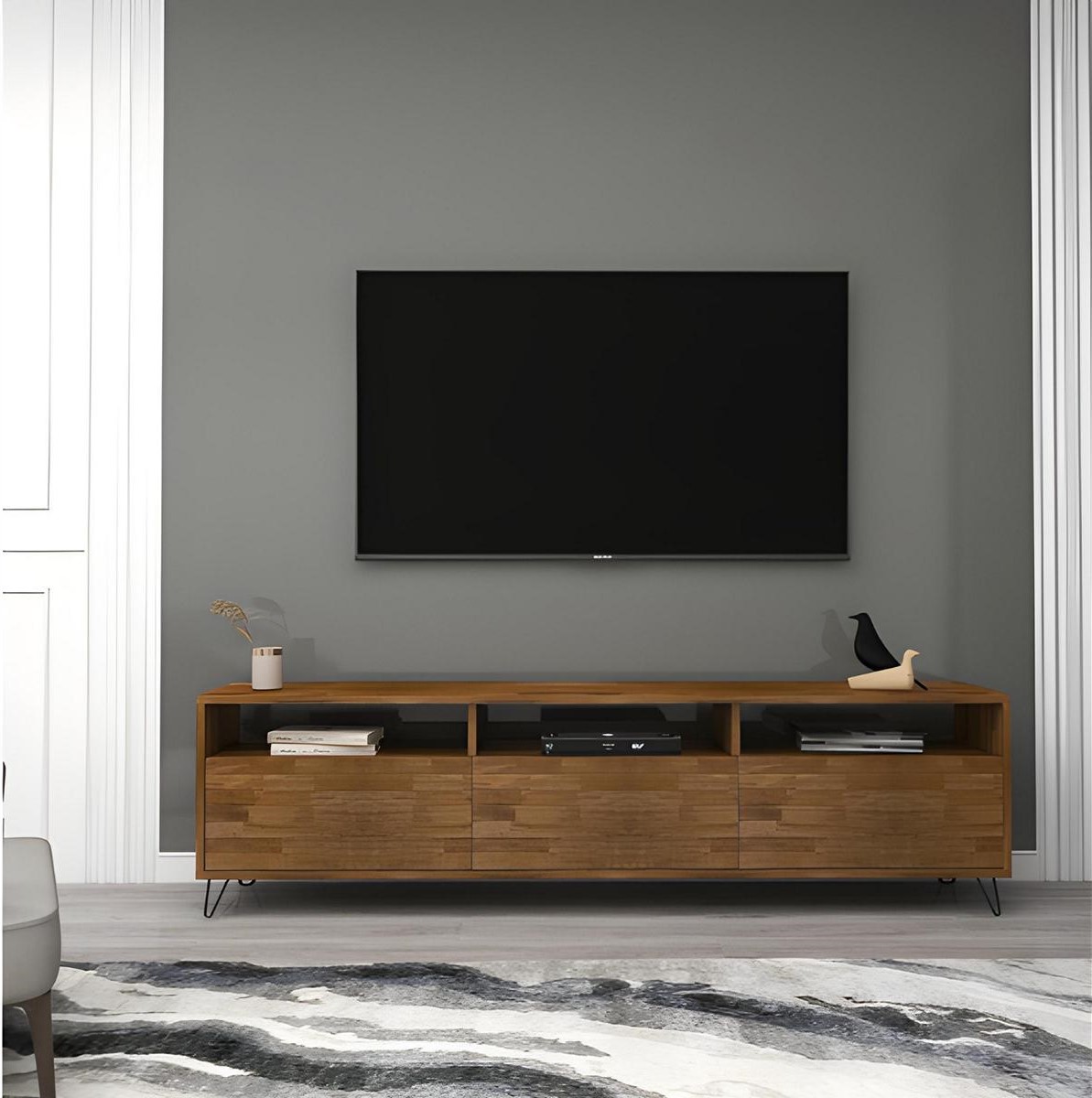 Robust sideboard living room 3-drawer lowboard designer TV stand
