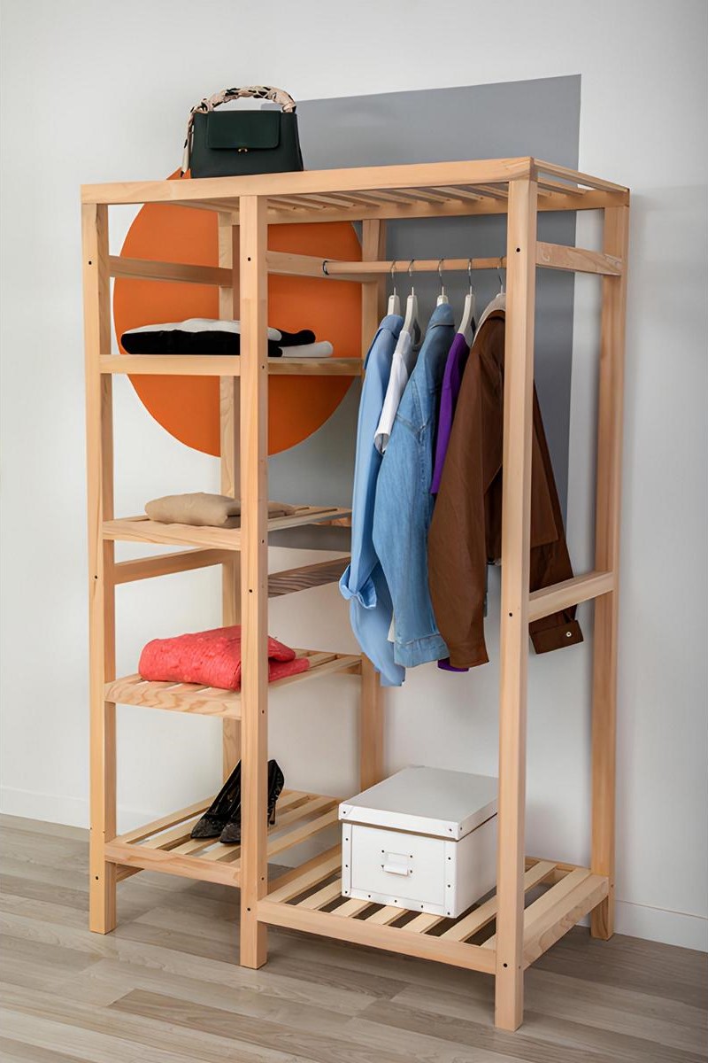 Coat rack stand luxury modern wood hallway wardrobe