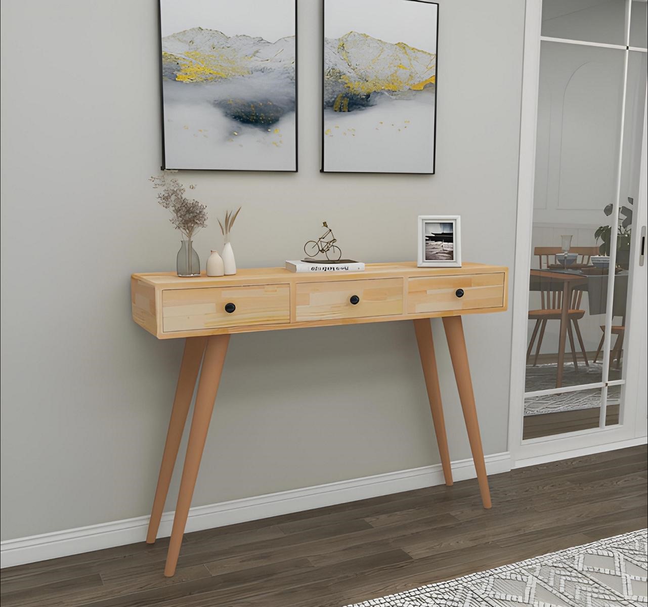 Modern High-Quality Console Table Beige Wood Table Living Room Designer Furniture