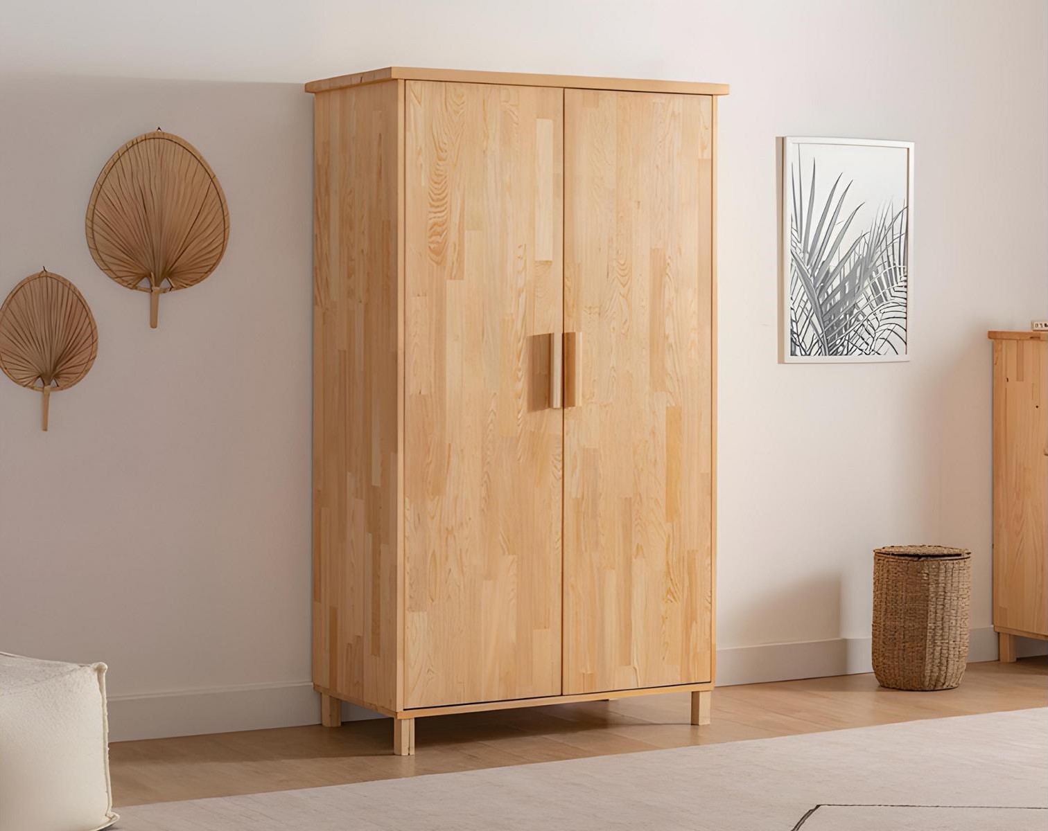 High-quality beige wardrobe Elegant 2-door bedroom cabinet