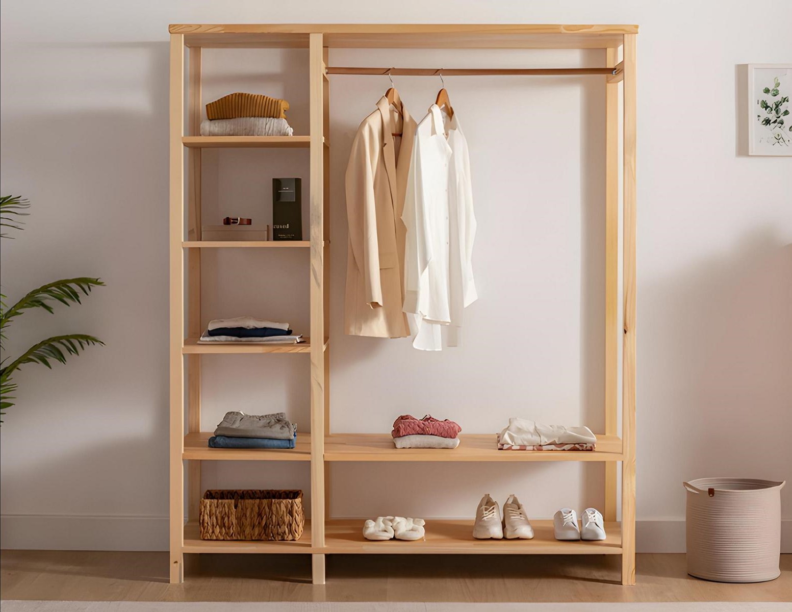 High-quality hallway furniture designer coat rack wooden clothes stand.