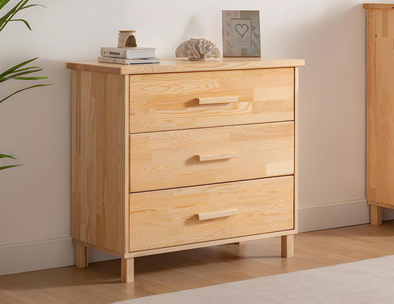 High-quality beige chest of drawers bedroom 3-drawer sideboard wooden furniture