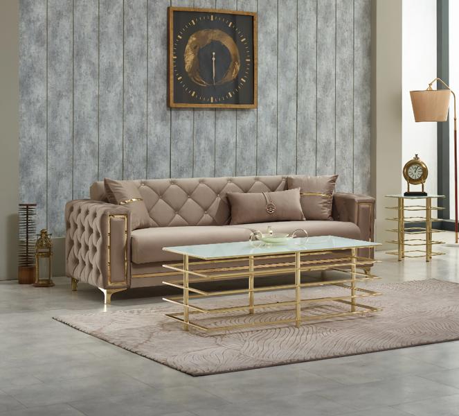 Luxury three-seater sofa fabric sofa upholstered sofa beige couch 3 seater couches