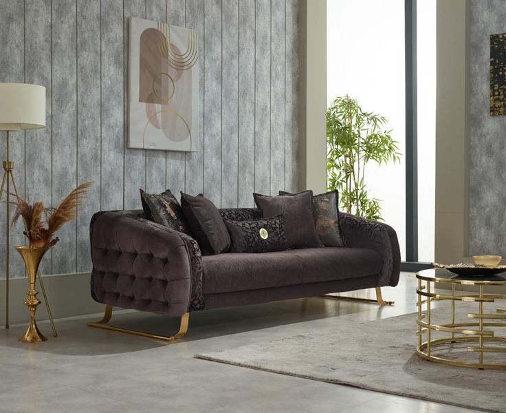 Modern Sofa Couch Three-Seater Sofa 3-Seat Fabric Sofa Upholstered Sofa Brown