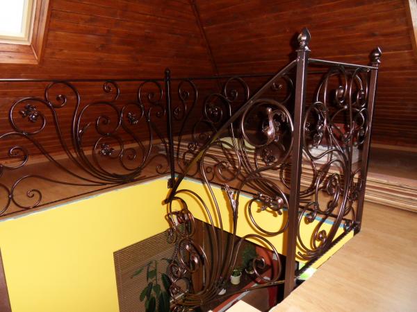 Stair railing handrail oak wood metal custom-made railing model #176