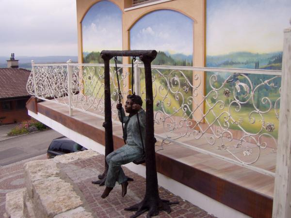 Stair railing handrail oak wood metal custom-made railing model #106