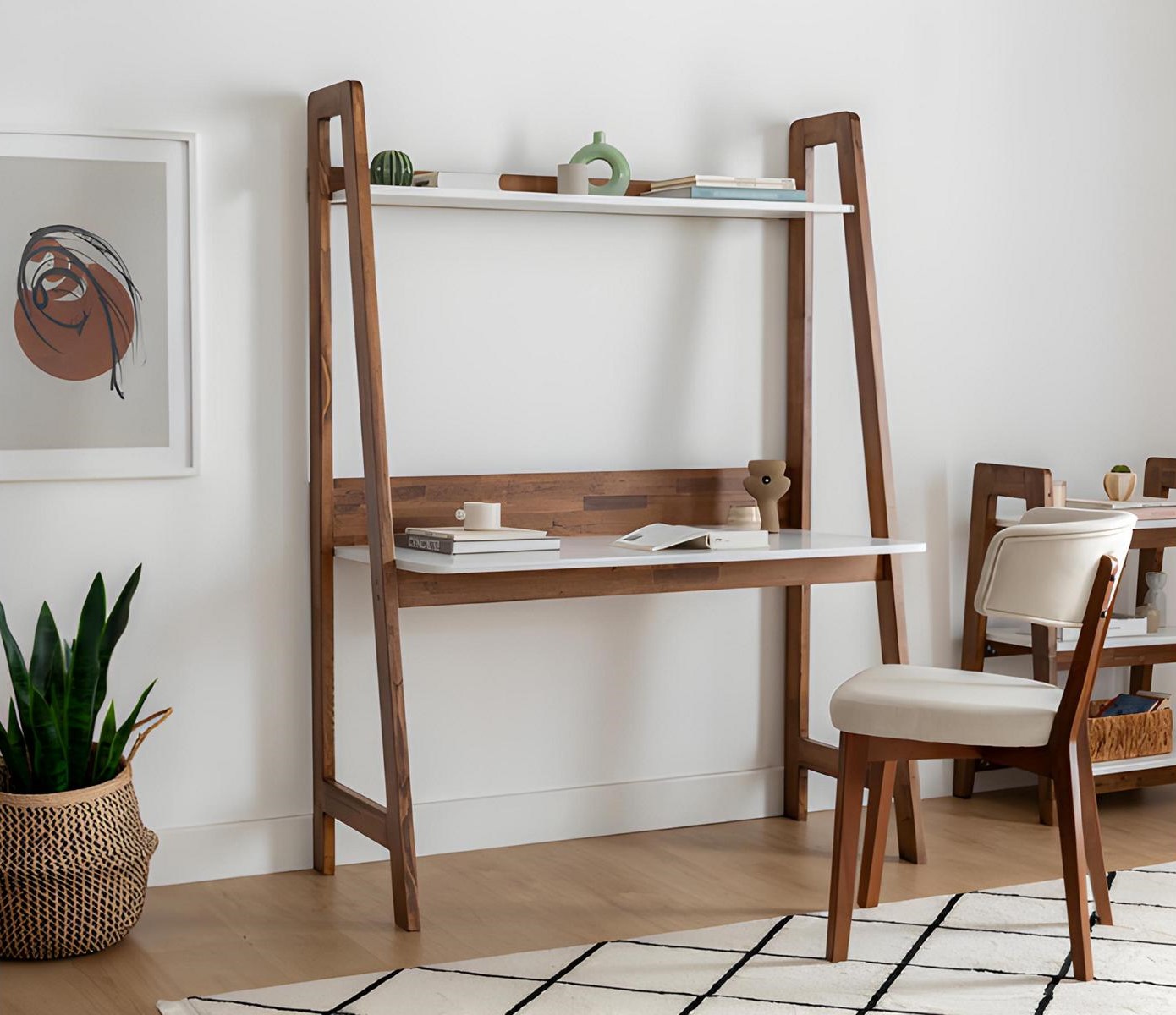 White-Brown Desk Stylish Side Table High-Quality Furniture