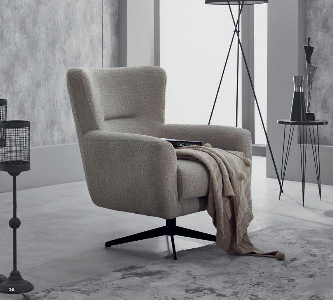 Living Room Chair Single Armchair Upholstered Fabric Beige Seat Luxury Furniture