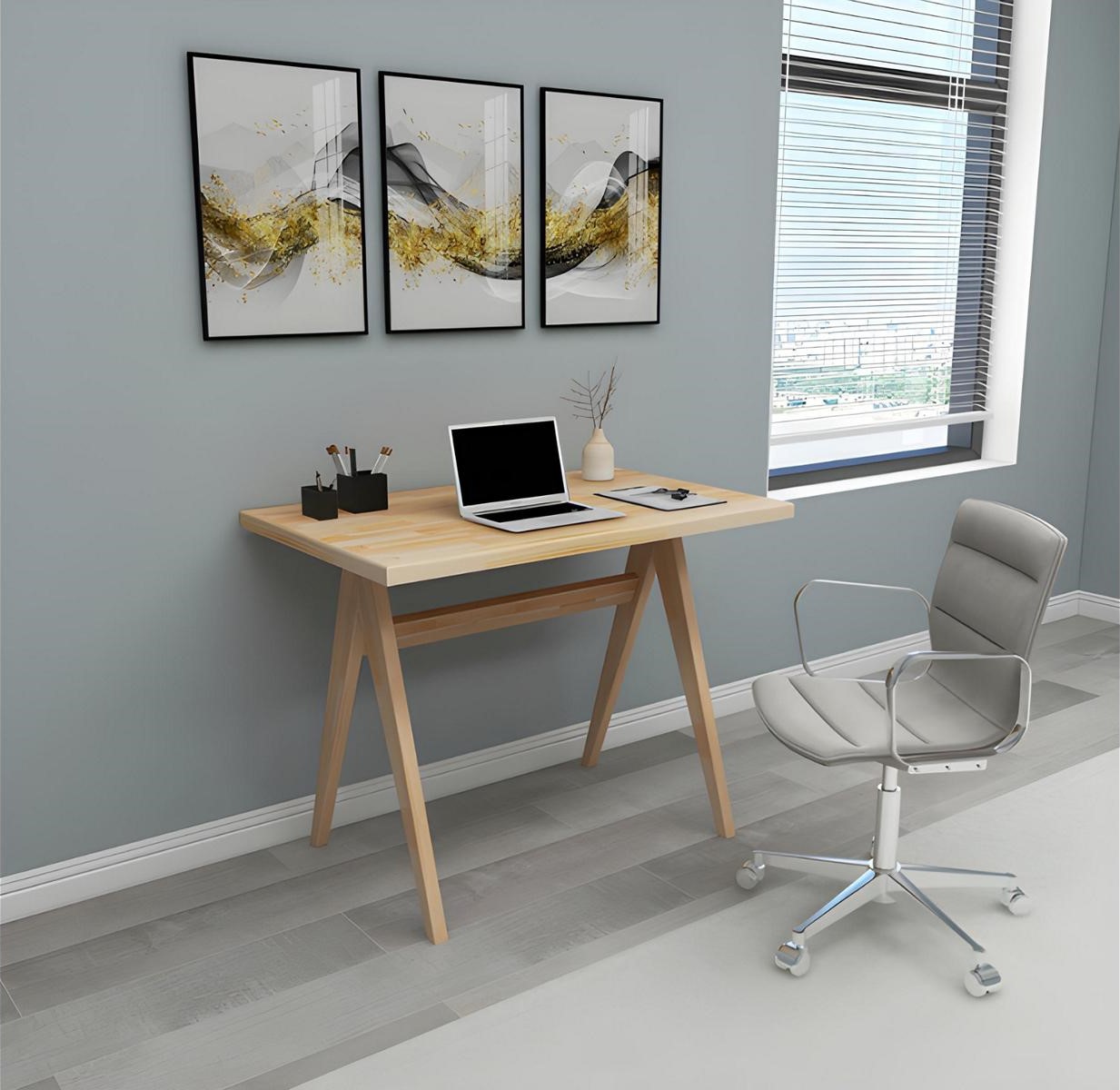 Stylish beige desk modern filing tables luxurious wooden furniture