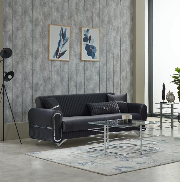 Luxury Sofa Couch Three-seater 3-Seater Sofas Upholstered Design Lounge Gray Furniture