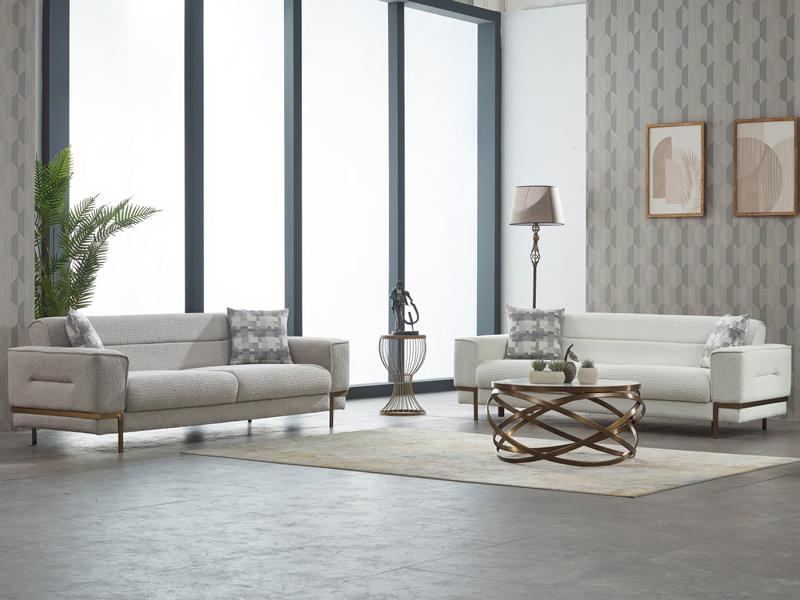 Sofa set three-seater fabric sofa upholstered sofa white 2-piece couch