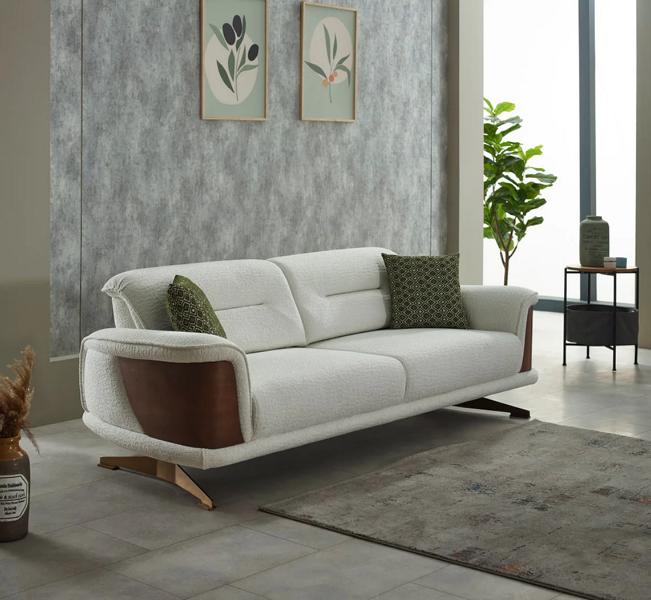 Three-seater couch white upholstered sofa 3-seater fabric sofa sofas