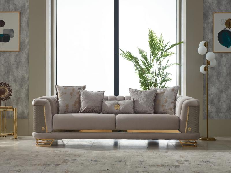 Gray Couch Modern Three-Seater Sofa Fabric Sofa Upholstered Sofa Sofas