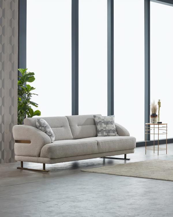 Three-seater sofa, fabric sofa, upholstered sofa, couch, gray, modern sofas.