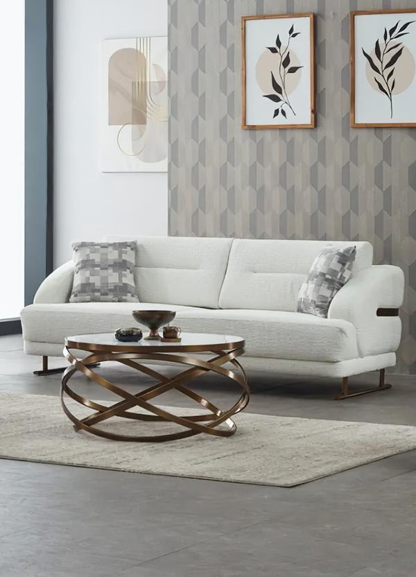 Modern Couch Three-Seater Sofa Upholstered Sofa White Sofas