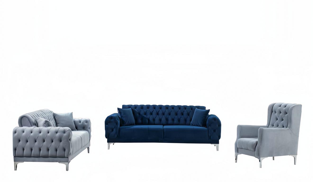 Sofa 3-seater couch relaxation set living room 3-piece lounge set complete sofa
