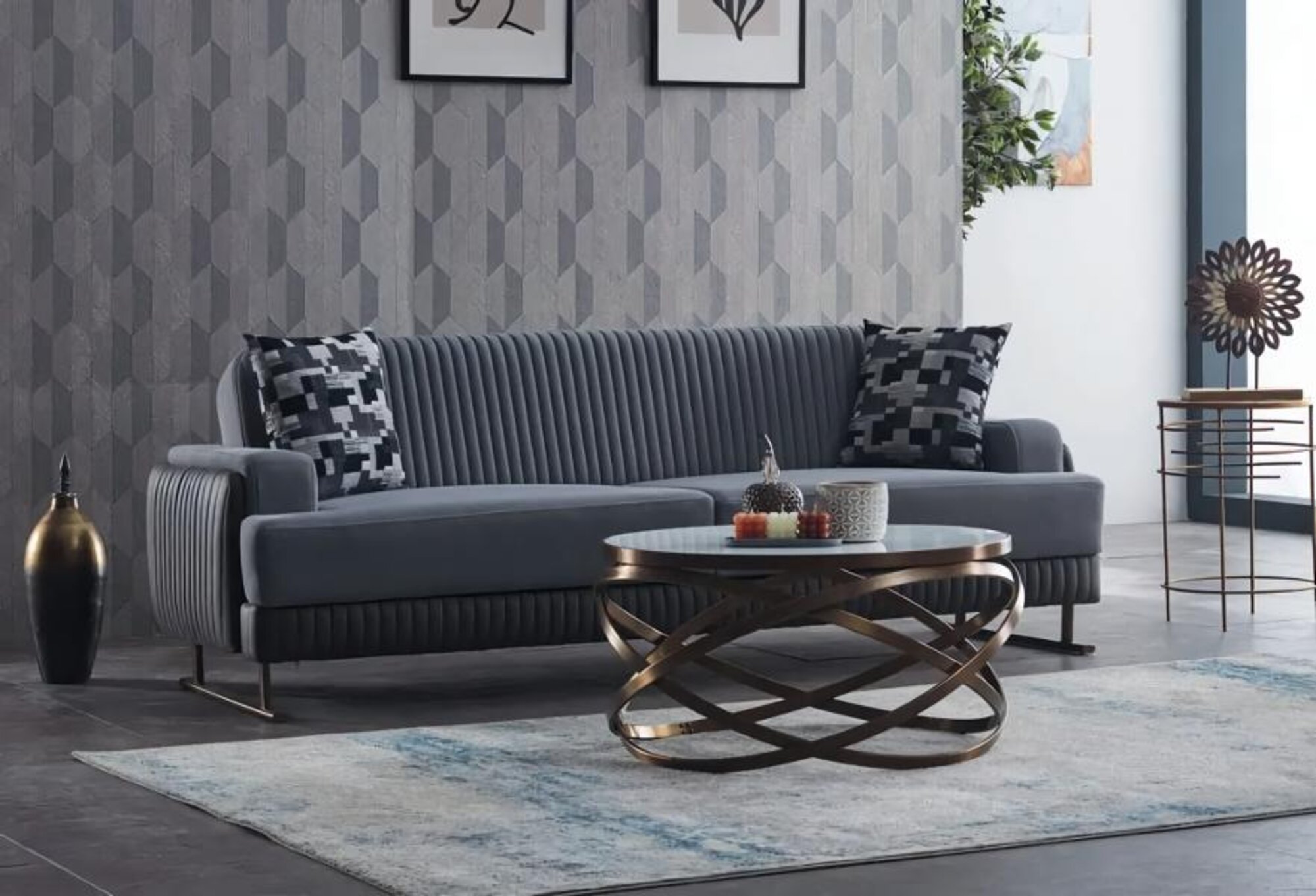 Luxury couch three-seater sofa design lounge sofas 3-seater cushions gray