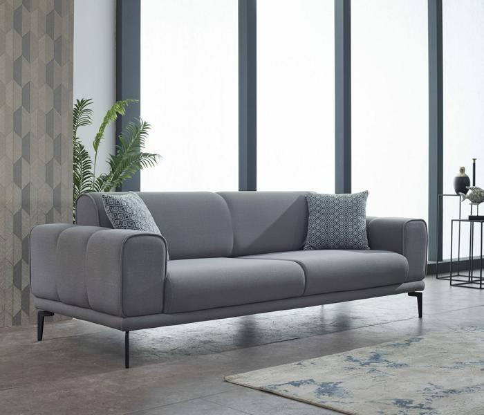Couch three-seater sofa 3-seater fabric sofa upholstered sofa gray design sofa couches