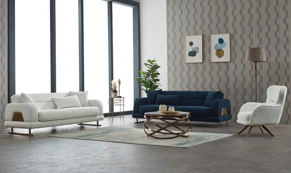 Couch set sofa upholstered sofa three-seater fabric sofa white armchair 3-piece