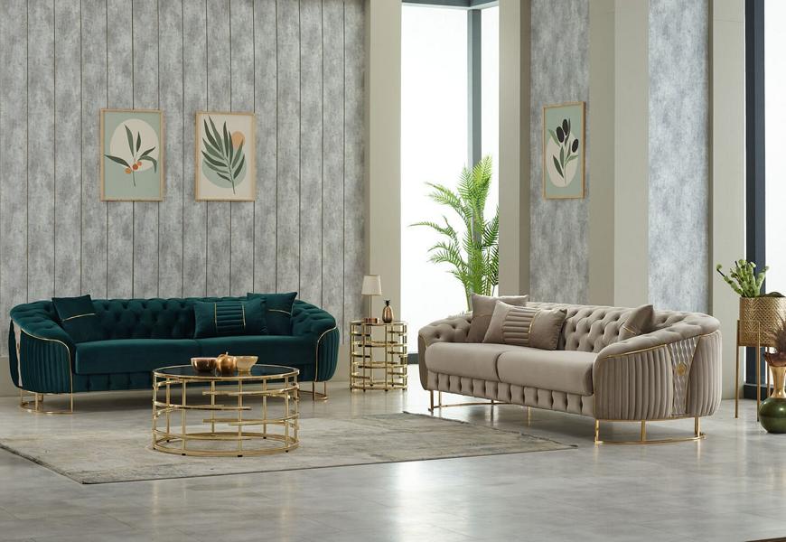 Sofa set sofas couches upholstered sofa three-seater luxury beige green set