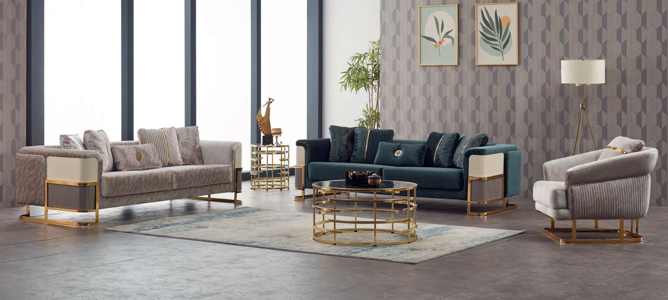 Couch set upholstered sofa three-seater armchair beige fabric sofa 3-piece