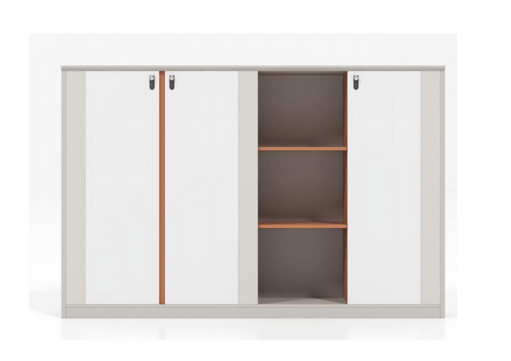 Modern white office cabinet perfect solution for files and office supplies.