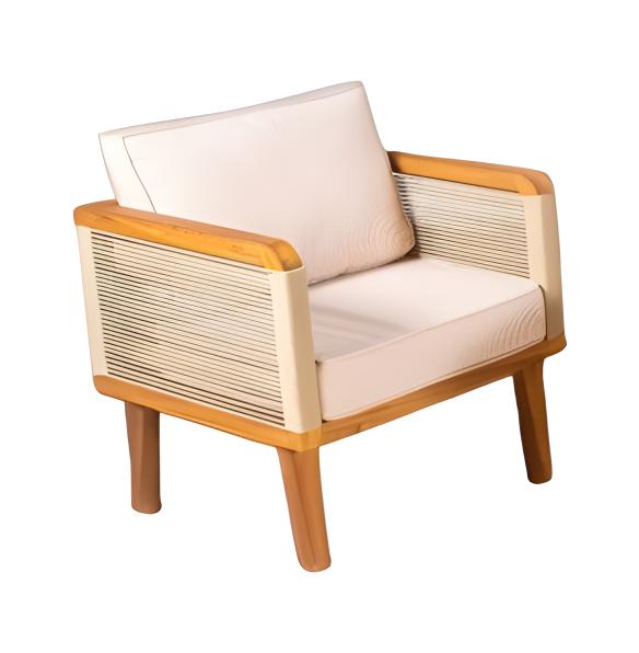 Armchair garden chair with cushions water-resistant beige.