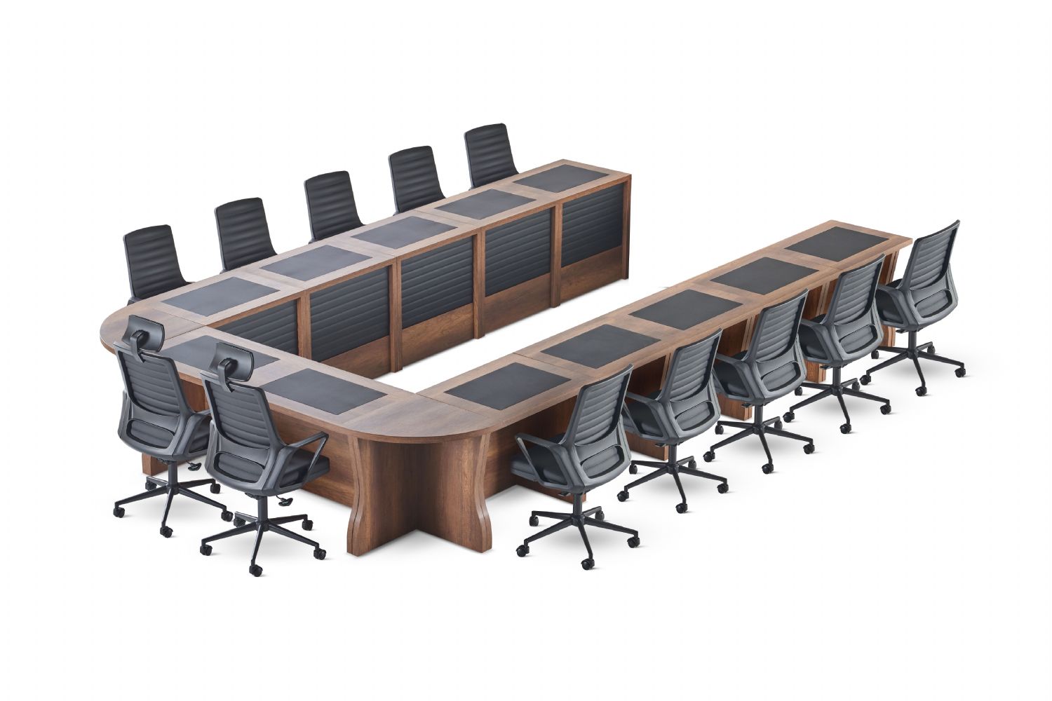 Conference table office office furniture black brown modern U-shape wood