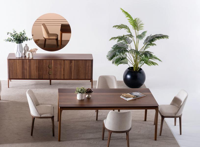 Luxurious 7-piece dining room set dining table 4 chairs sturdy sideboard with mirror