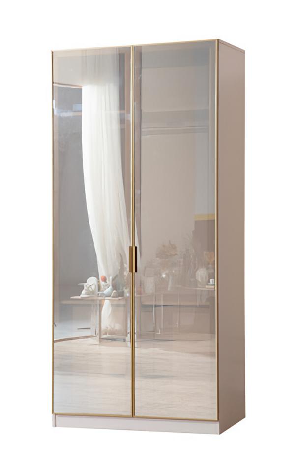 Elegant Beige Wardrobe Modern 2 Doors Closet Bedroom Furniture