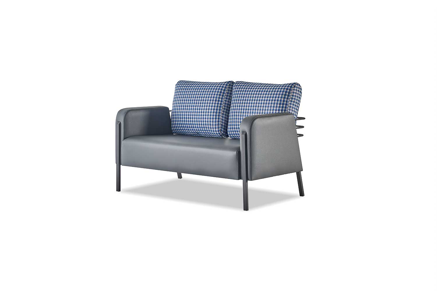 Ledesofa Upholstered 2-Seater Gray Blue Stainless Steel Modern Cushion Sofa Couch