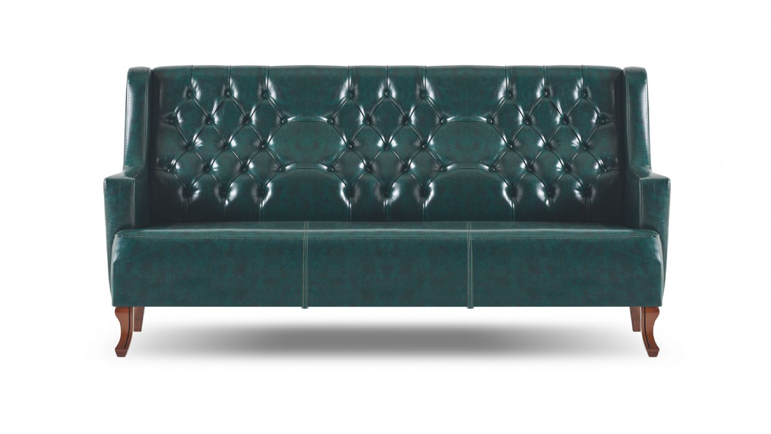 Green Classic Chesterfield 3-Seater Sofa Leather Sofa Wooden Seating Furniture