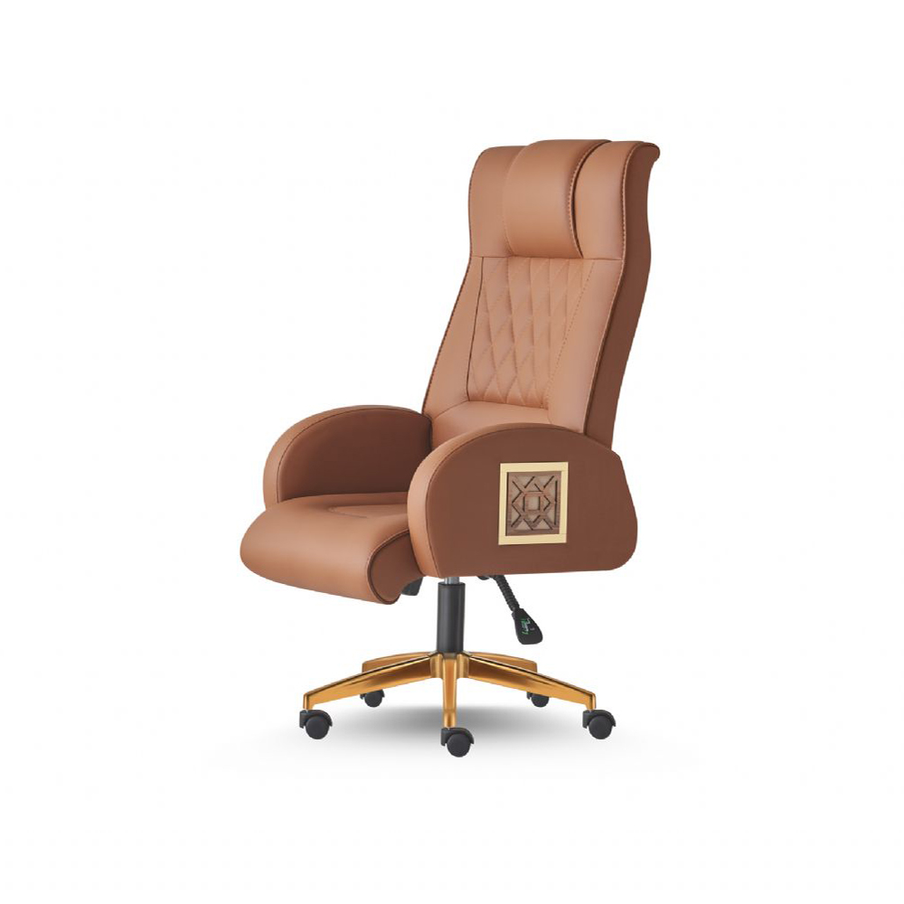 Brown office chair, brown study room, wheels, modern executive chair, swivel chair.