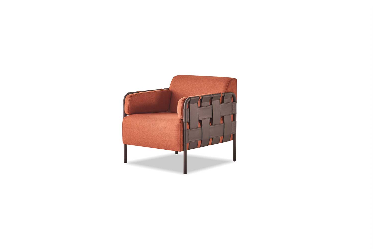 Armchair Chair Orange Textile Modern Leather Textile 1-Seater Soft