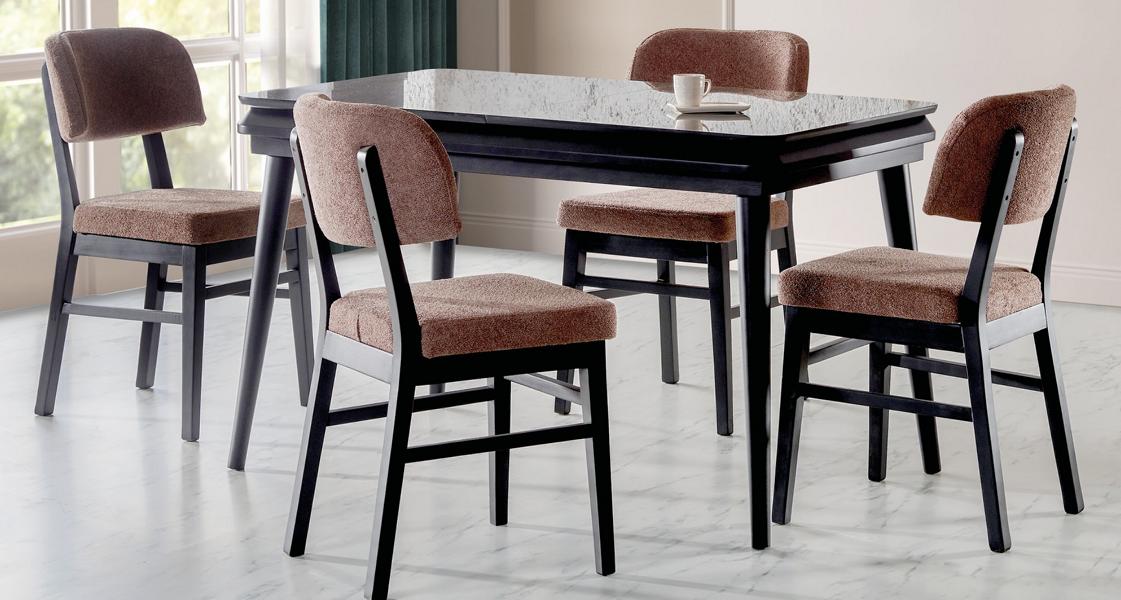 Dining room set 5 pieces. Dining table 4x chairs Modern design Black Luxury set