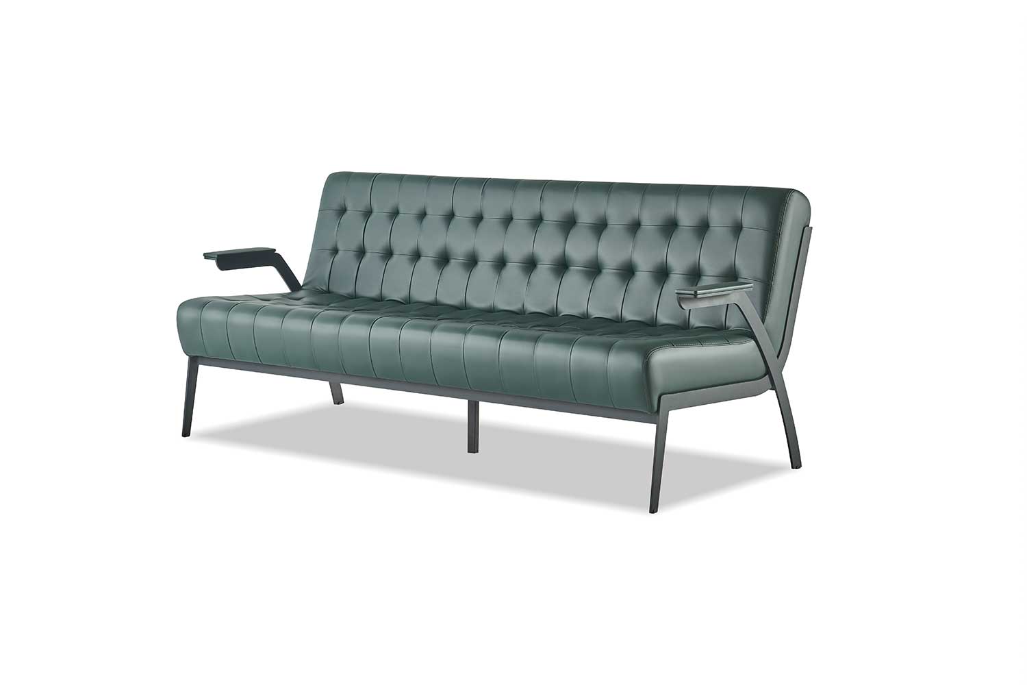 Green 3-Seater Sofa Modern Three-Seater Chesterfield Leather Stainless Steel