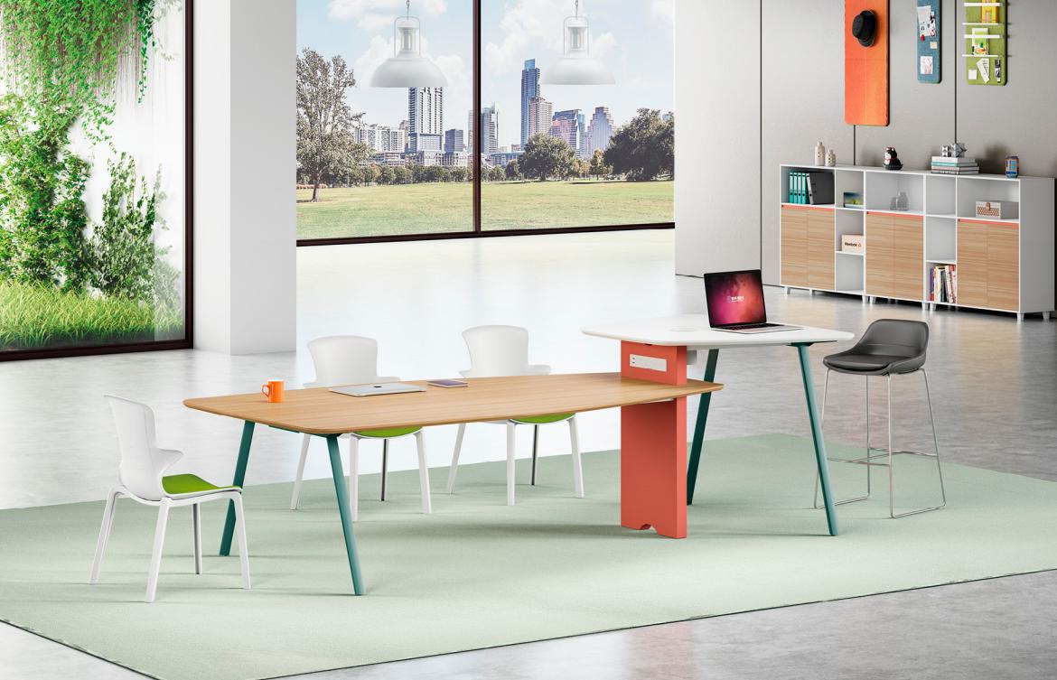 Conference table office table work table desk wood orange large