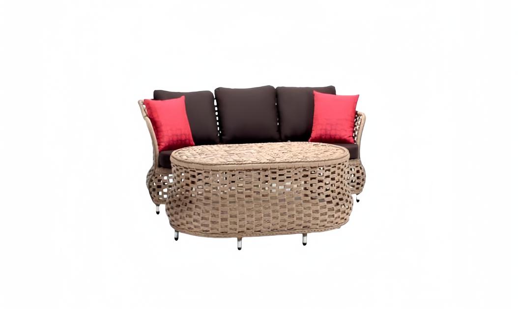 Garden Furniture Sofa 3 Seater Brown Coffee Table Sofas Three-Seater Rattan Luxury Modern