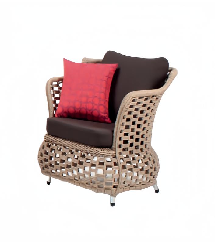 Armchair Brown Design Couch Sofa Relax High Quality Rattan Upholstered Seat Luxury