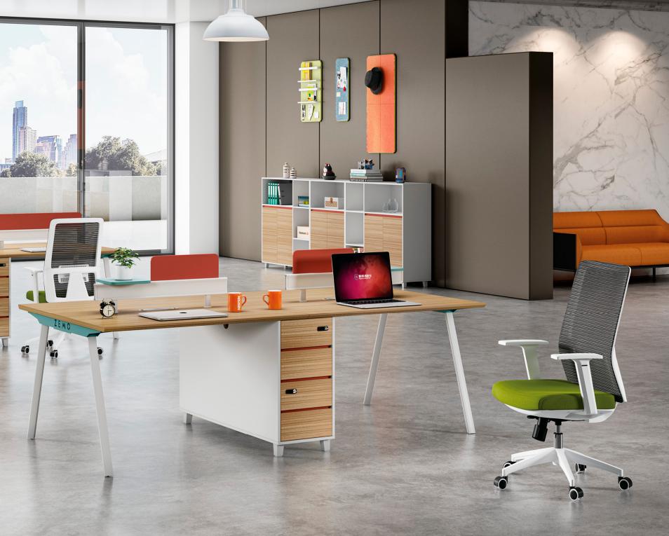 Desk for 4 persons office table large working table wood white