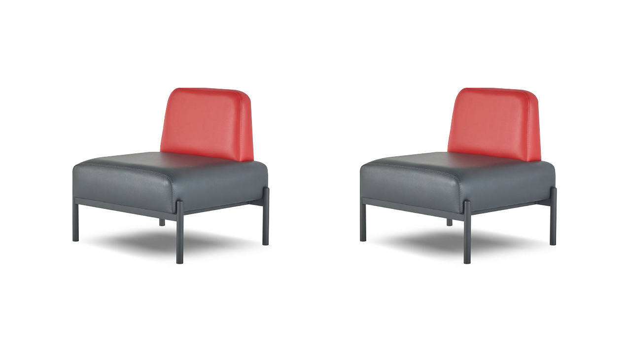 Chair Black Red Armchair Art Deco Leather Stainless Steel Hallway Entrance Office