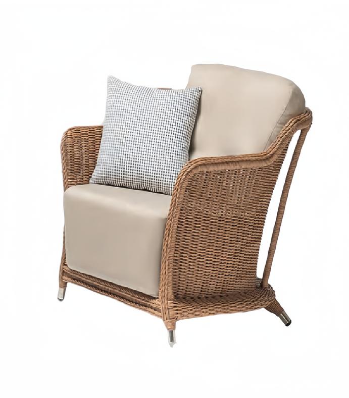 Beige Armchair Design Couch Sofa Relax High Quality Rattan Upholstered Seat Luxury