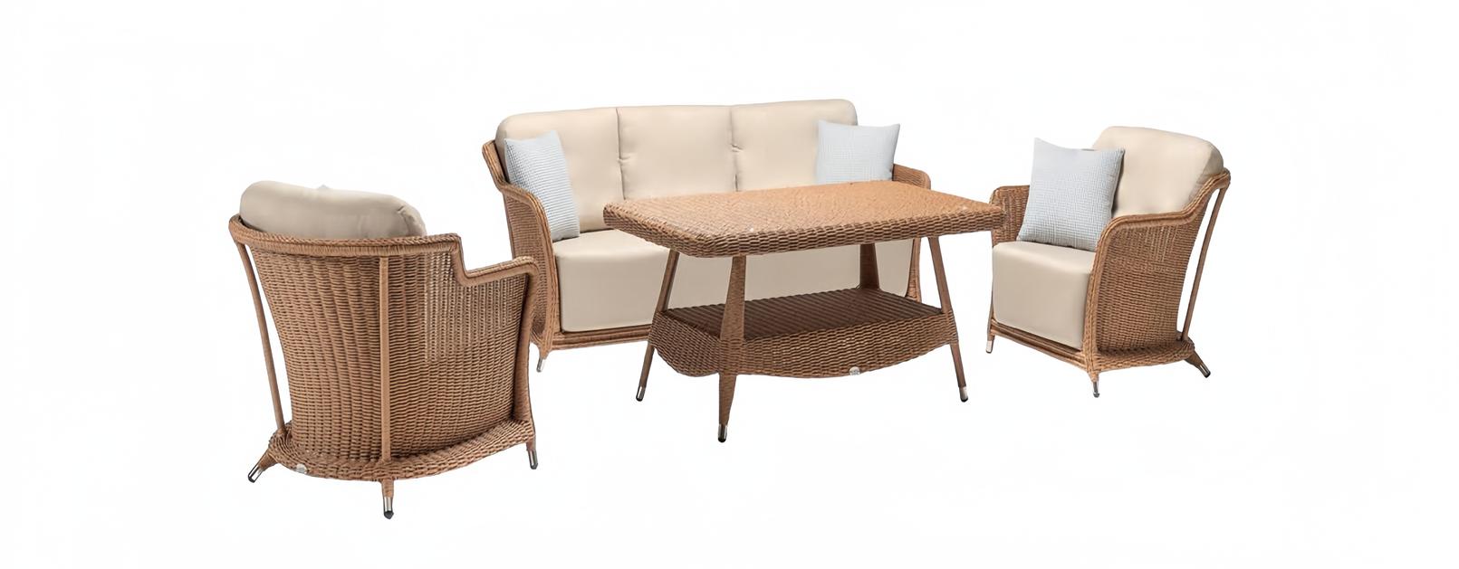 Outdoor seating group lounge set sofa furniture poly rattan garden furniture 4-piece