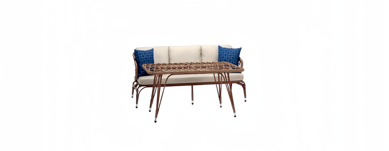 Sofa set 3-seater brown coffee table sofas three-seater rattan luxury modern