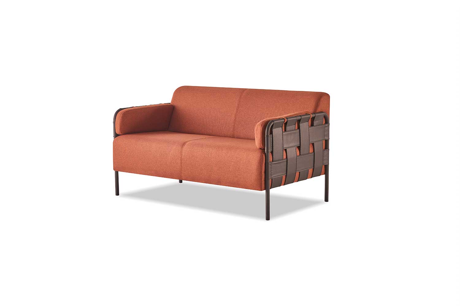 Orange 2-Seater Sofa Modern Two-Seater Leather Sofa Textile