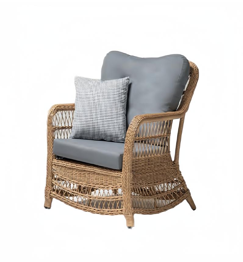 Armchair Grey Design Couch Sofa Relax High Quality Rattan Upholstered Seat Luxury