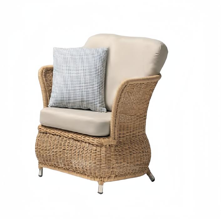 Armchair Luxury Beige Design Couch Sofa Relax High Quality Rattan Upholstered Seat