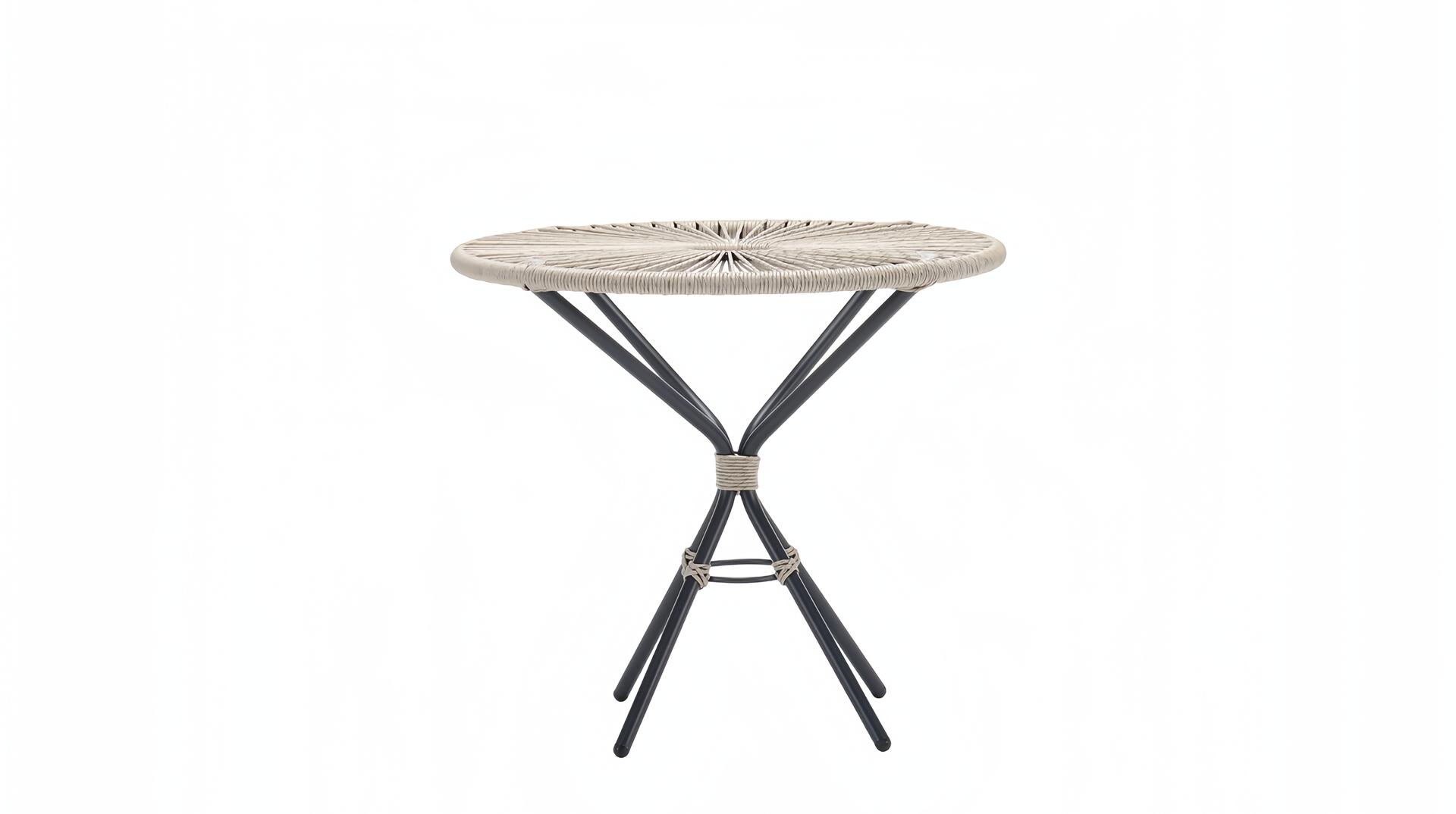 High-Quality Gray Coffee Table Modern Rattan Round Design Luxury