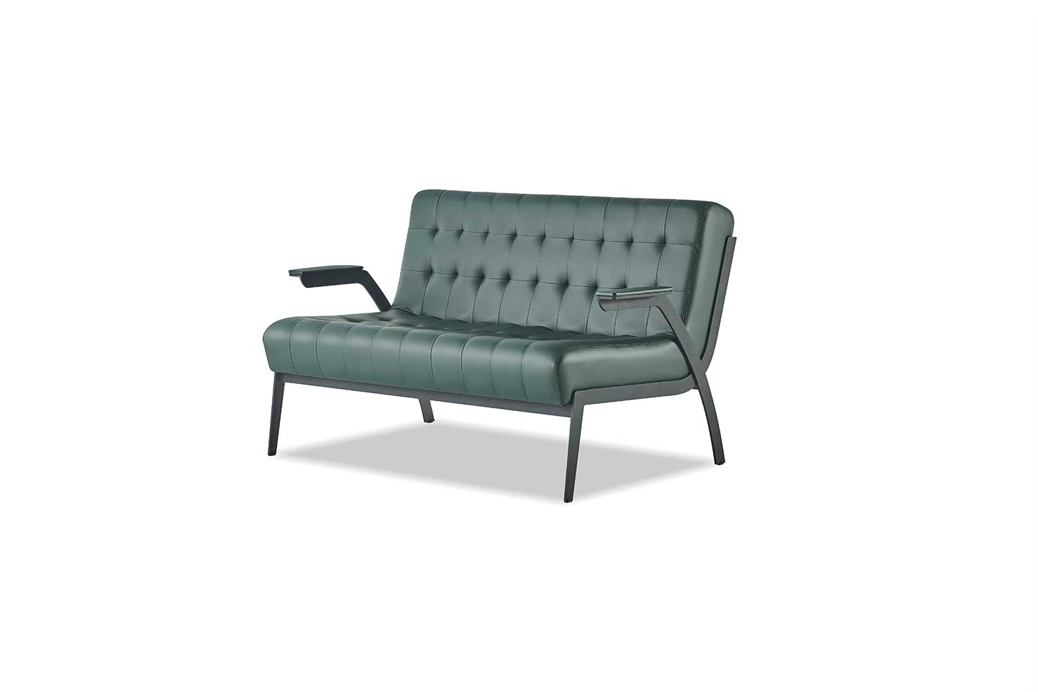 Chesterfield Green Sofa 2-Seater Leather Sofa Modern Couch Leather Stainless Steel